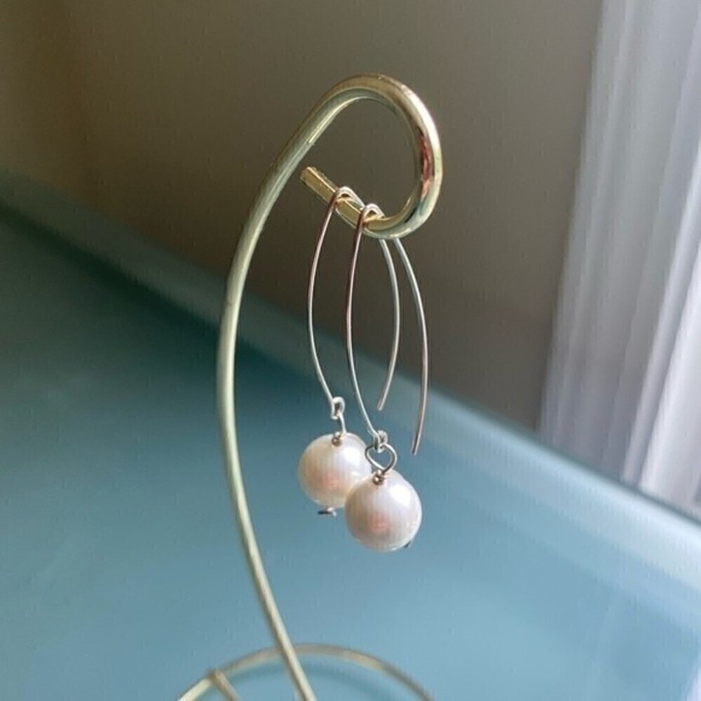 Pearl and STERLING SILVER 925 Statement Earrings Handmade Jewelry